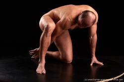 Nude Man White Kneeling poses - ALL Muscular Bald Kneeling poses - on one knee Standard Photoshoot Realistic